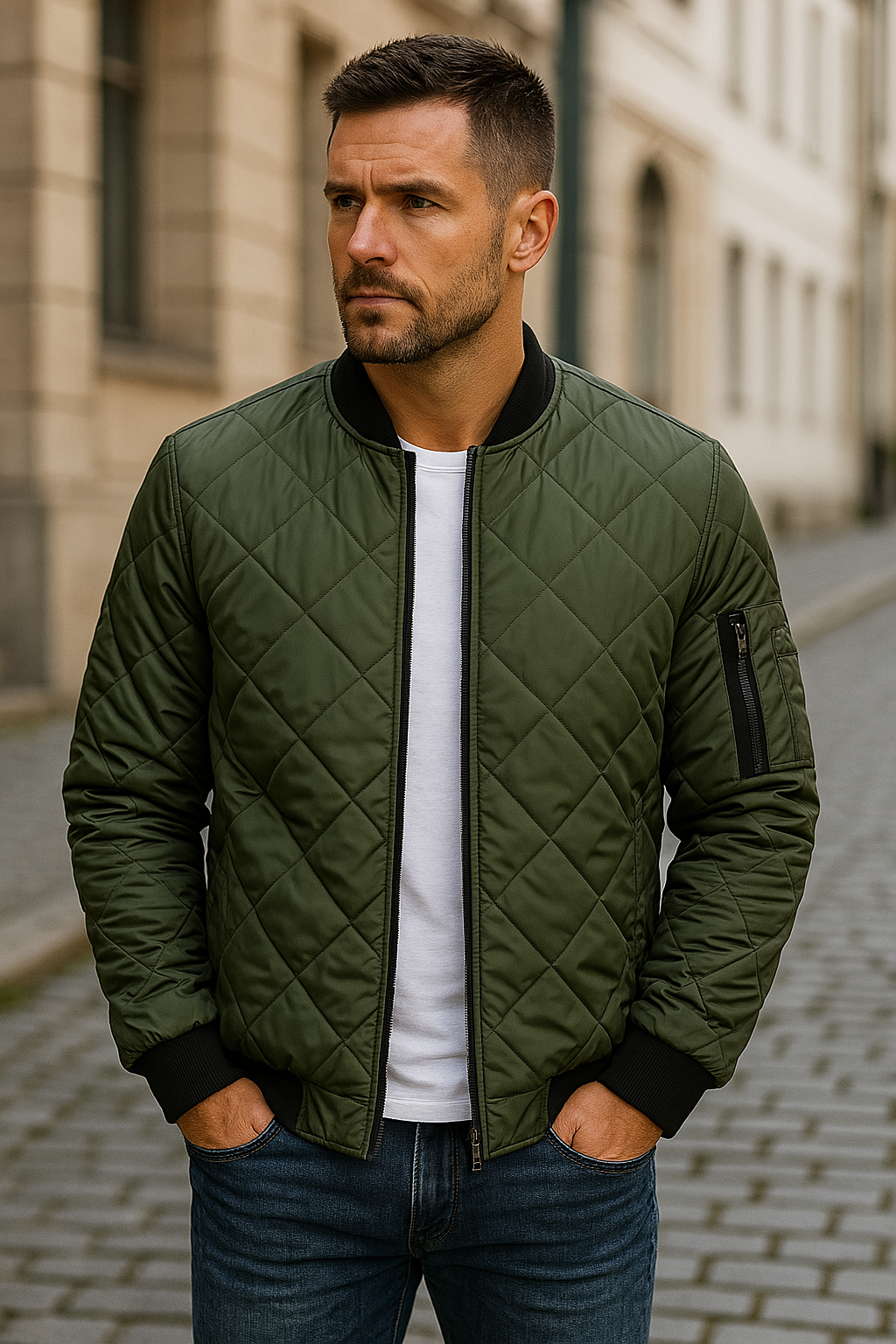 METRO | Quilted bomber jacket with zip pocket