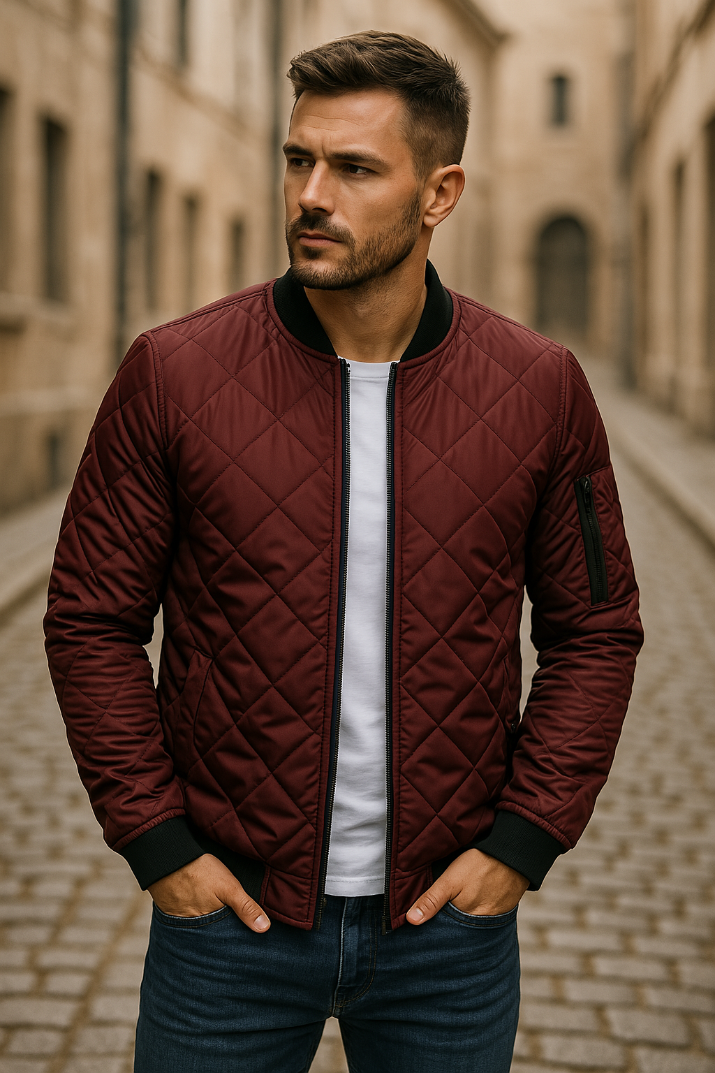 METRO | Quilted bomber jacket with zip pocket