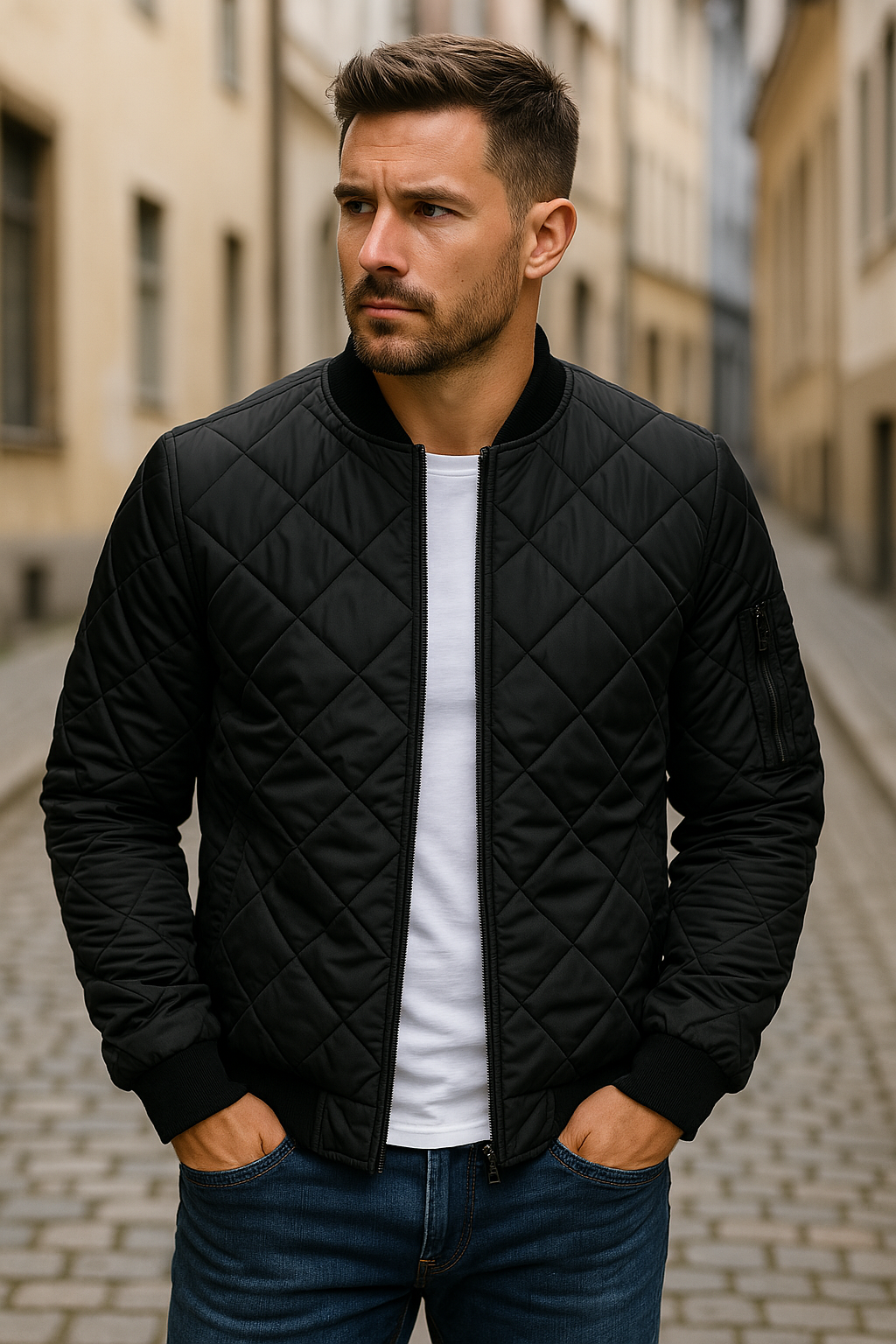 METRO | Quilted bomber jacket with zip pocket