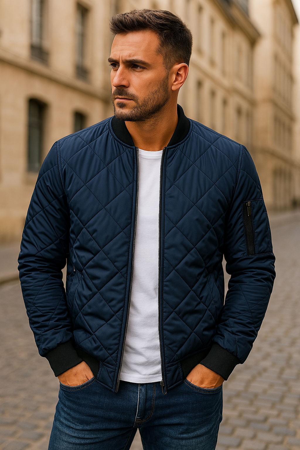 METRO | Quilted bomber jacket with zip pocket